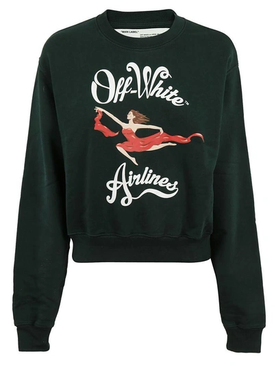 Shop Off-white Printed Sweatshirt In Dark Green Mu