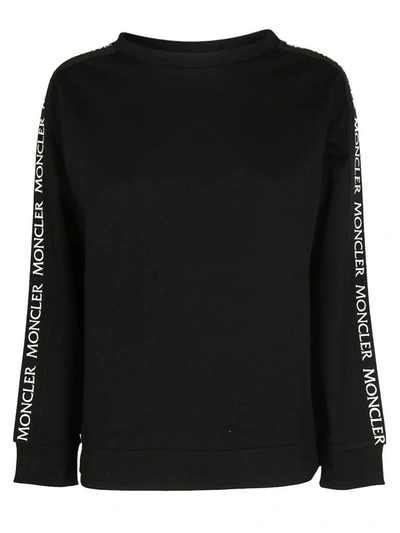 Shop Moncler Logo Print Sweatshirt In Nero