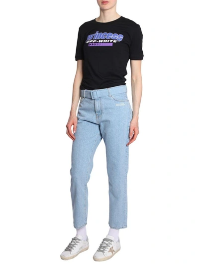 Shop Off-white Thight Crop Jeans In Denim