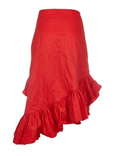 Shop Marques' Almeida Marquesalmeida Wrinkled Taffeta Skirt In Rosso