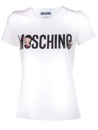 Shop Moschino Logo Print T-shirt In White