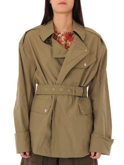 Shop Isabel Marant Lorenzo Khaki Belted Jacket In Green