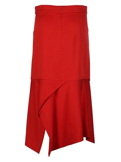 Shop Victoria Beckham Asymmetric Slit Skirt In Red Candy