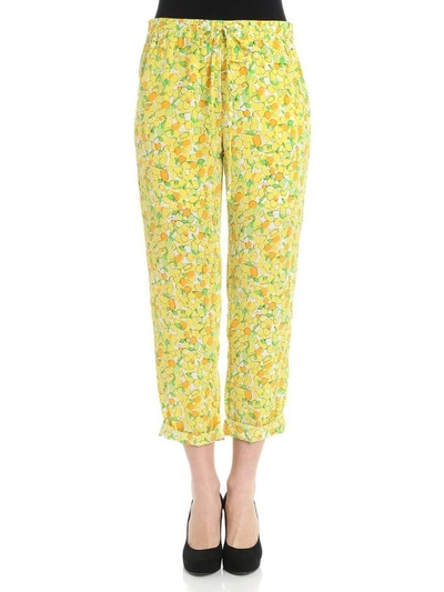 Shop Boutique Moschino Printed Trousers In Yellow- Multicolor