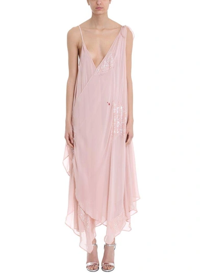 Shop Giacobino Pink Silk Dress In Powder