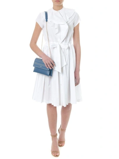 Shop Lanvin Draped White Cotton Dress
