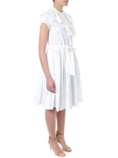 Shop Lanvin Draped White Cotton Dress