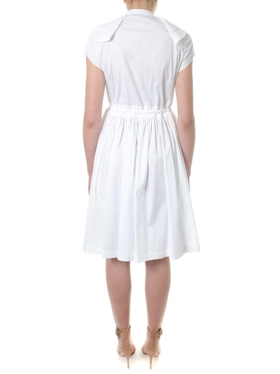 Shop Lanvin Draped White Cotton Dress