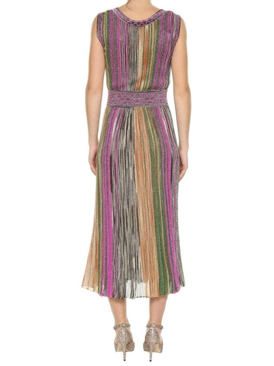 Shop Missoni Pleated Knitted Dress In Multi