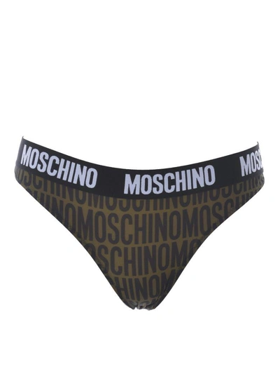 Shop Moschino Pantie In Verde Militare/nero