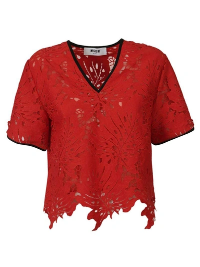 Shop Msgm Lace Blouse In 18