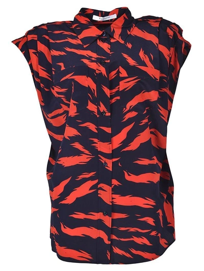 Shop Givenchy Tiger Print Shirt In Blu-rosso