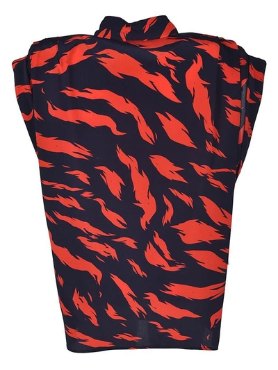 Shop Givenchy Tiger Print Shirt In Blu-rosso