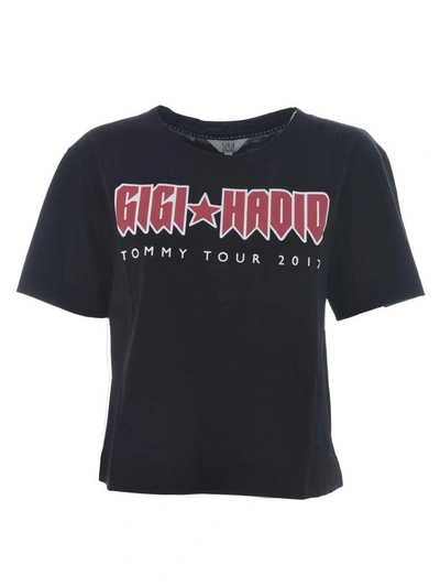 Shop Tommy X Gigi Hadid Printed Short T-shirt In Nero