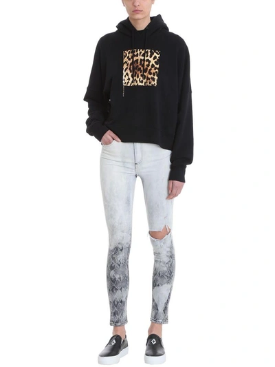 Shop Marcelo Burlon County Of Milan Leopard Square Hoodie Black Cotton Sweatshirt