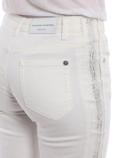 Shop Ermanno Scervino Laced-insert Jeans In White