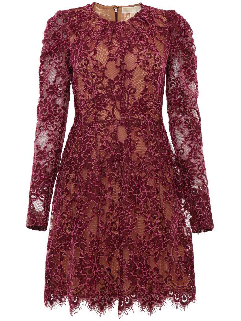 Michael Michael Kors Scalloped Floral Lace Dress In Pink | ModeSens
