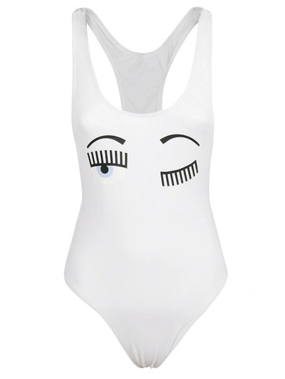 Shop Chiara Ferragni Wink One Piece Swimsuit In White