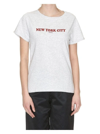 Shop Apc A.p.c. New York T-shirt In Grey