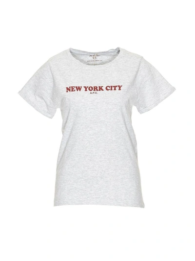 Shop Apc A.p.c. New York T-shirt In Grey