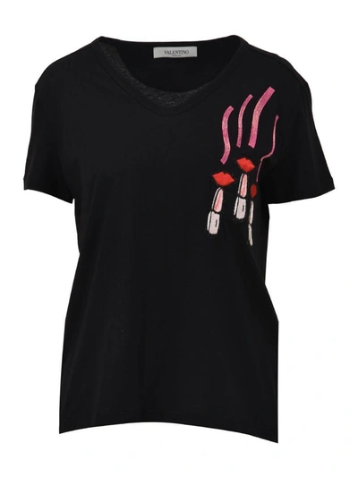 Shop Valentino Lipstick Black T-shirt