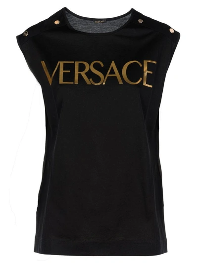 Shop Versace Logo Tank Top In A1008nero