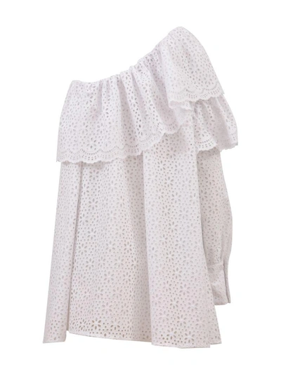 Shop Msgm Ruffled White Dress