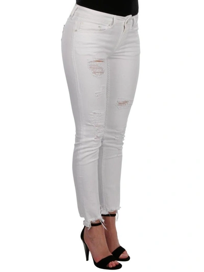 Shop Dondup Monroe Cotton Blend Trousers In White