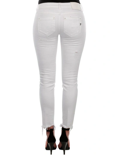 Shop Dondup Monroe Cotton Blend Trousers In White