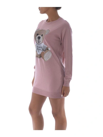 Shop Moschino Bear Dress In Rosa Antico