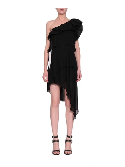 Shop Givenchy One-shoulder Silk Dress In Nero