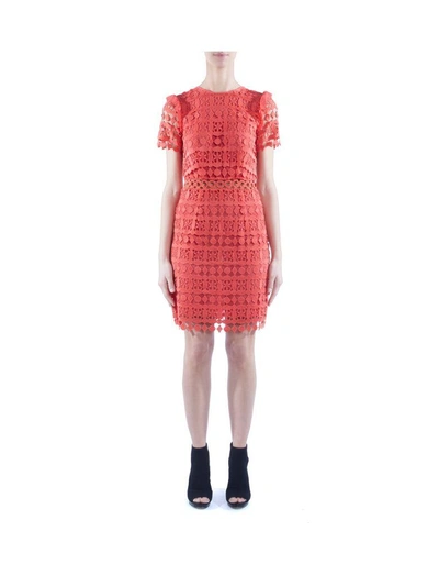 Shop Michael Kors Red Lace Sheath Dress In Rosso