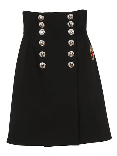Shop Dolce & Gabbana Heart Buttoned Skirt