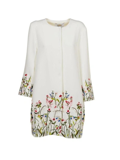 Shop Blugirl Embroidered Coat In Bianco Multicolor