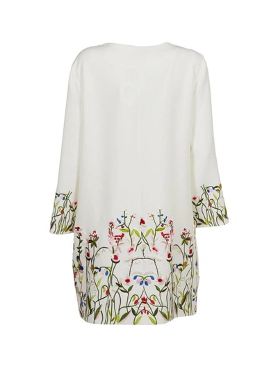 Shop Blugirl Embroidered Coat In Bianco Multicolor