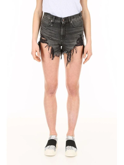 Shop R13 Shredded Shorts In Niles Blacknero
