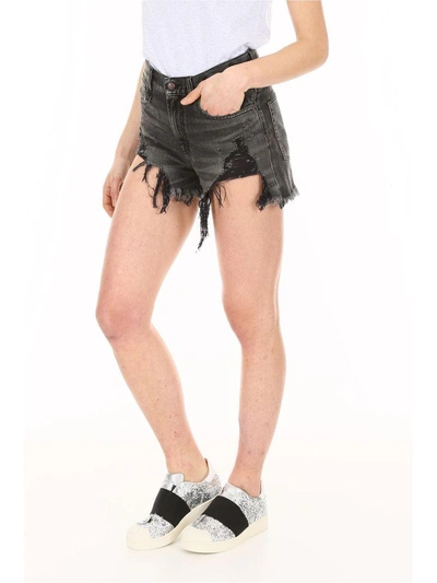 Shop R13 Shredded Shorts In Niles Blacknero