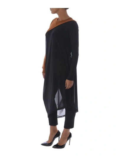 Shop Mm6 Maison Margiela Asymmetric Long Top In Nero/cammello