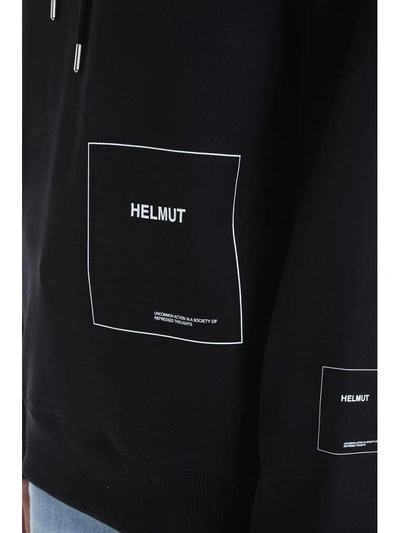 Shop Helmut Lang Index Hoodie Black Cotton Sweatshirt