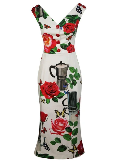 Shop Dolce & Gabbana Floral Design Dress In Cream