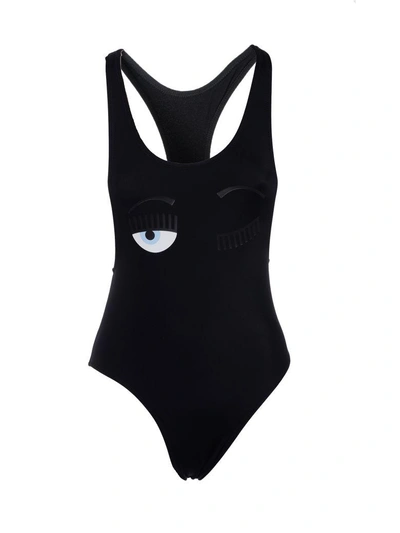 Shop Chiara Ferragni Wink One-piece Swimsuit In Black
