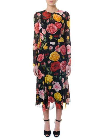 Shop Dolce & Gabbana Multicoloured Floral Print Midy Dress In Multicolor