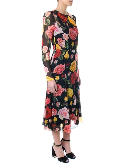Shop Dolce & Gabbana Multicoloured Floral Print Midy Dress In Multicolor