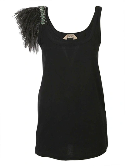 Shop N°21 Feathers Studded Tank Top In Black