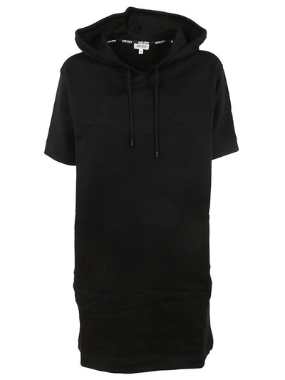 Shop Kenzo Logo Hoodie Dress In Noir