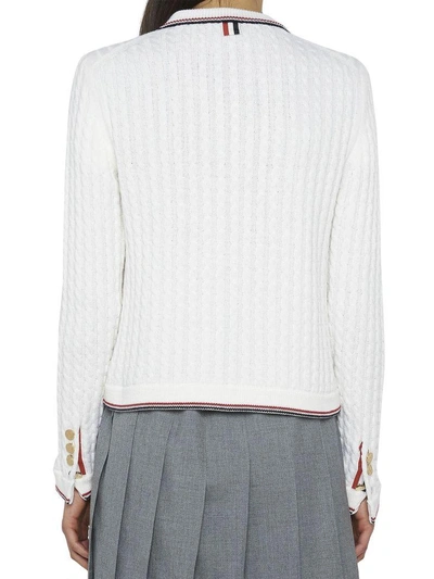 Shop Thom Browne Cardigan In White