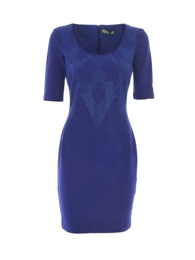 Shop Versace Micro Embellished Dress In Blu Cobalto