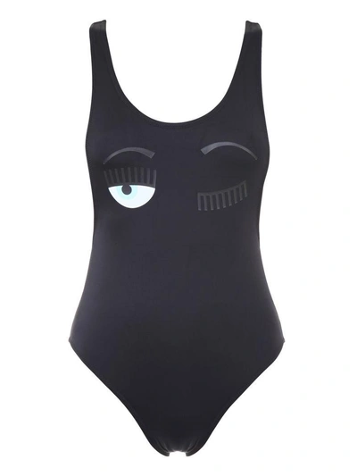 Shop Chiara Ferragni Flirting Print Swimsuit In Nero