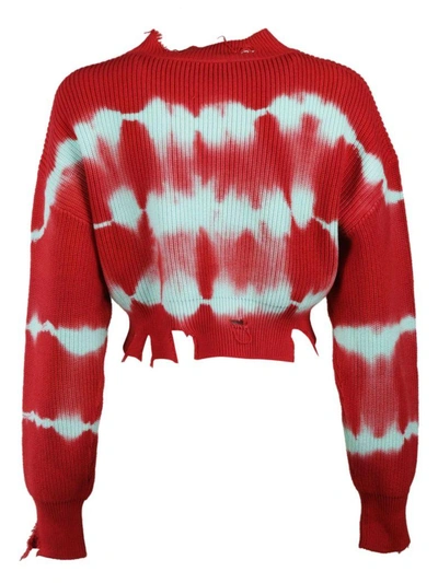 Shop Msgm Tie-dye Raw Edge Cropped Sweater