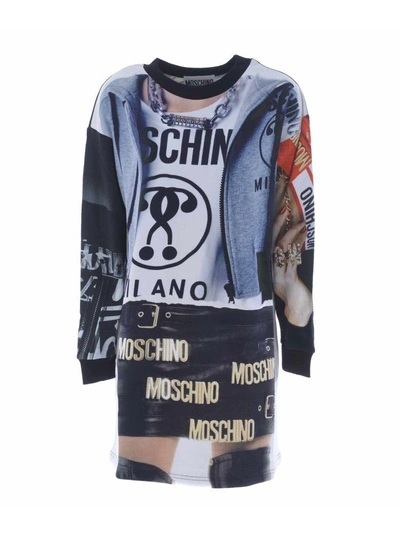 Shop Moschino Printed Dress In Multicolor